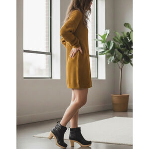 Swedish Hasbeens Jodhpur Toffel Wood Clog Black Leather Strap Boots